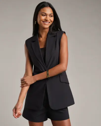 黑色無袖西裝外套